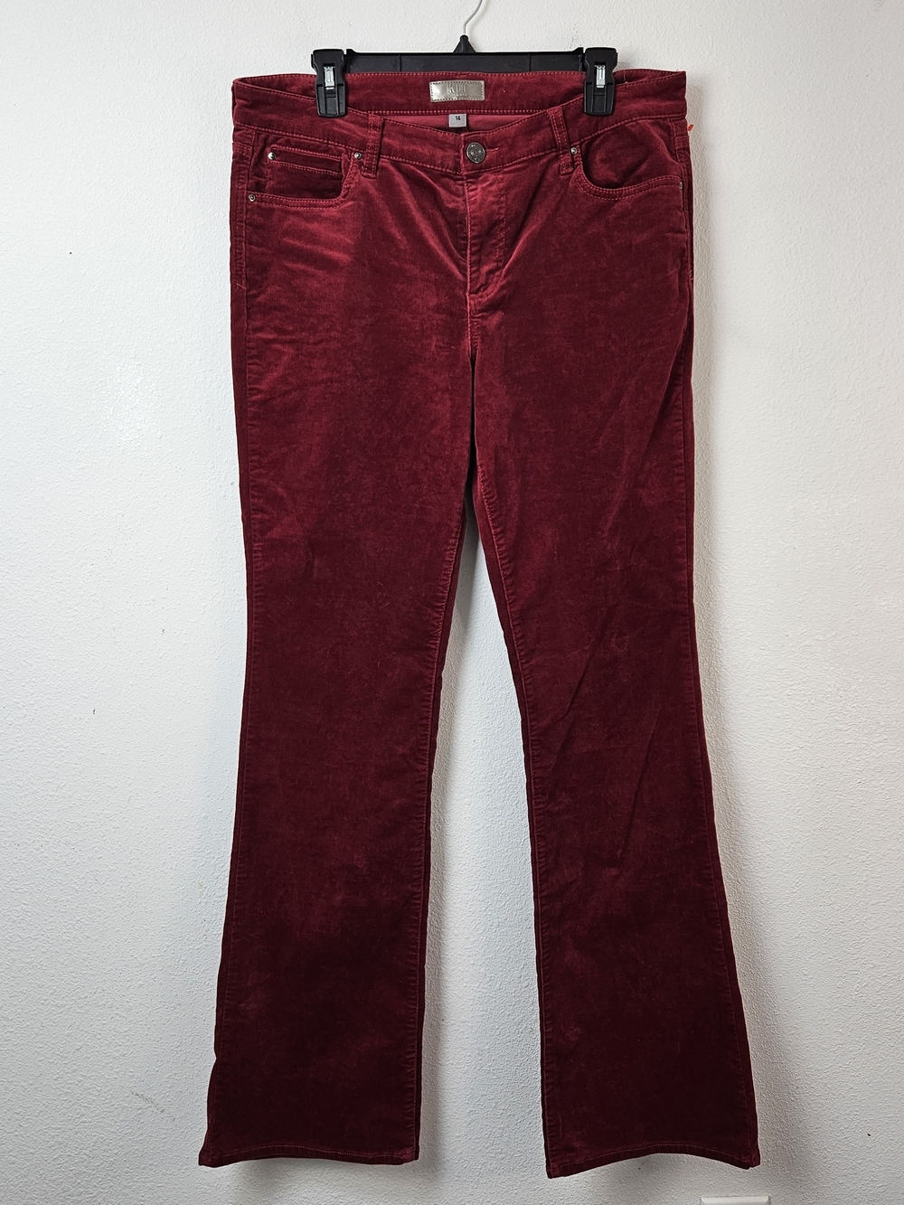 Kut From The Kloth Karen Women's Velvet Bootcut Pants - Deep Wine Size 14